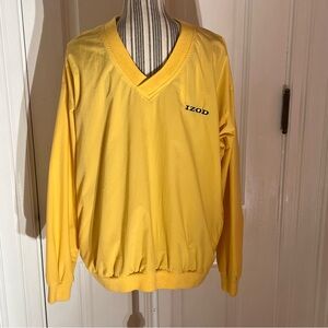 Izod Men's V-Neck Sweater in Bright Yellow pullover medium vintage S188